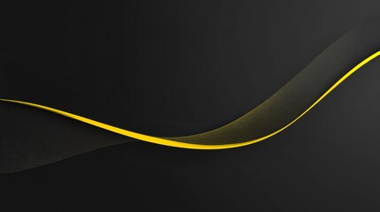 Black abstract backround with yellow curve line for backdrop or presentation