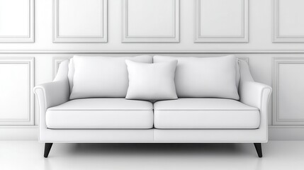 Fototapeta premium Elegant White Sofa in Minimalist Room Setting
