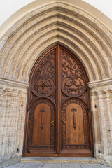 Old Church doors in The old town of Tallinn in Estonia