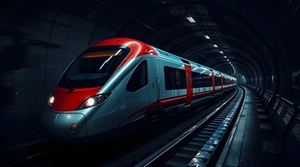 Fototapeta premium fast moving train in tunnel