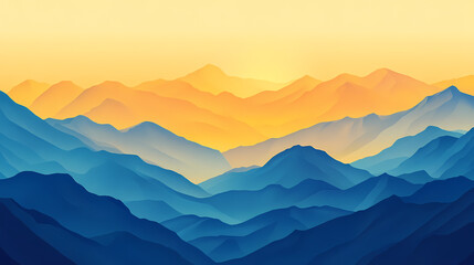 Fototapeta premium Aerial view of golden hour light on dramatic mountain ridges. Gilded Ridge. Illustration