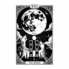 Fototapeta premium The Moon Tarot Card Illustration and Art