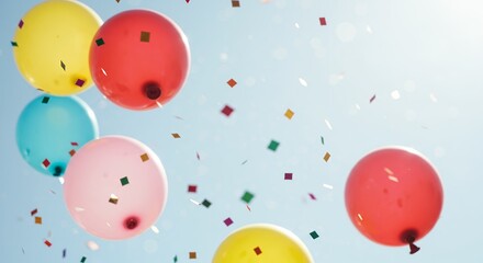 Colorful Balloons and Confetti Celebrate Festive Joy