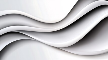Abstract white wave background with smooth curves and shadows.