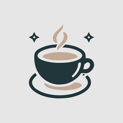 A minimalist logo of a coffee cup, perfect for coffee shops, cafes, and beverage brands. This versatile design can be used as a logo, icon, or graphic element.