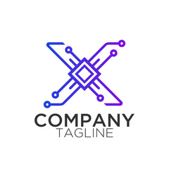 A minimalist abstract logo with the letter X formed by circuit lines, perfect for technology, digital, and innovation themed brands. This versatile design can be used as a logo, icon, or graphic eleme