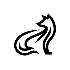 A minimalist black and white logo of a fox, perfect for nature, wildlife, and animal themed brands. This versatile design can be used as a logo, icon, or graphic element.