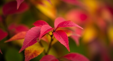 Obraz premium Vibrant Red Autumn Leaves Close Up Nature Photography