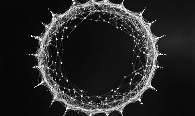 Naklejka premium White webbed circular pattern on black.