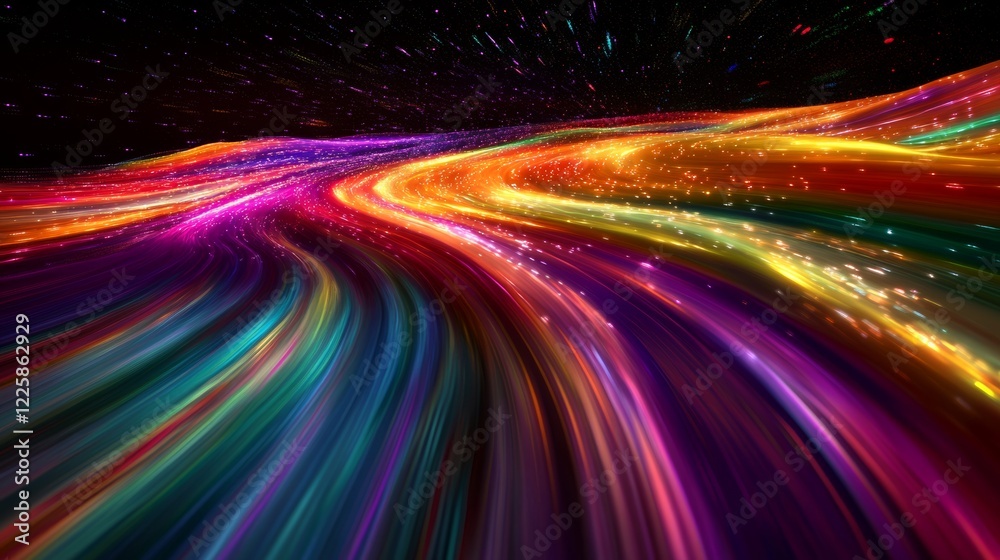 Poster digital data flow vector background. big data technology lines. 5g wireless data transmission. high 