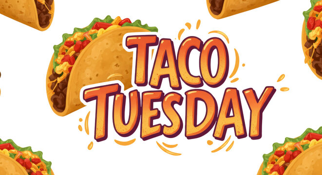 Crunchy Shell Taco Tuesday, Mexican Food Promotional Advertisement, Isolated Transparent PNG