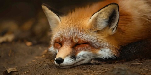 Sleepy Fox Head with Perked-Up Ears