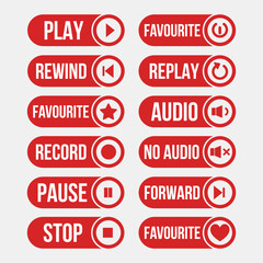Multimedia Buttons Pack vector illustration