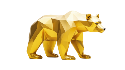 Golden Bear Polygon Animal Low Poly Geometric Abstract Art