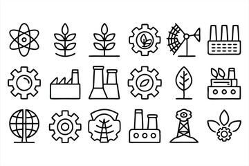 Naklejka premium set of outline icons related to factory plants 
