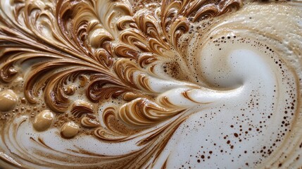 Close-up of Intricate Latte Art