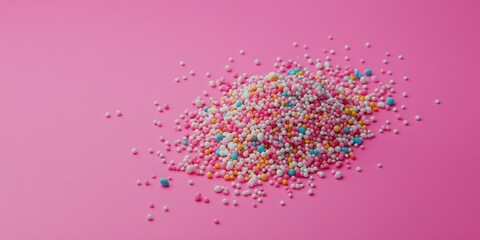 Fototapeta premium Colorful Confetti Scatter on Pink Background