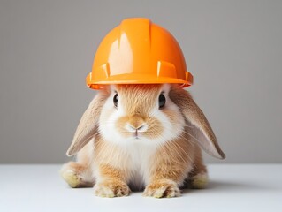 Easter bunny with construction helmet