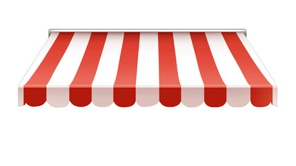 Red and white striped awning for storefront shop or business perfect for summer design projects and branding
