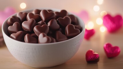 Valentine's Day Romantic Chocolate Heart Candies Bowl