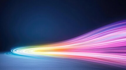 Abstract light trails curve, speed, motion, energy, dark background, technology concept