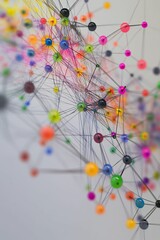 Connected colorful spheres form an abstract network.