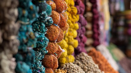 Fototapeta premium Close-Up of Colorful Indian Spice Market Display