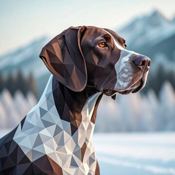 17h cubist genrman pointer dog, 8k resolution polar vortex