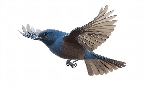 Graceful Blue Finch in Flight - Majestic Jay Bird Wildlife Photography for Design Projects