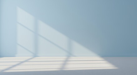Obraz premium Light Blue Room with Window Sunlight Shadows