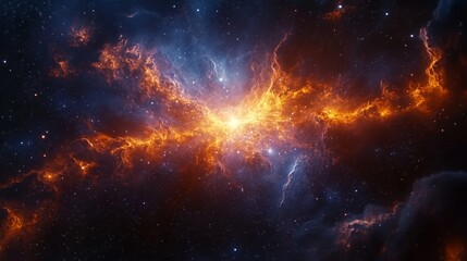 Naklejka premium Star clusters and nebulae in dark space.