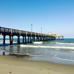 Fototapeta premium portait, refuge, Historic Fishing Pier in Southport, North Carolina