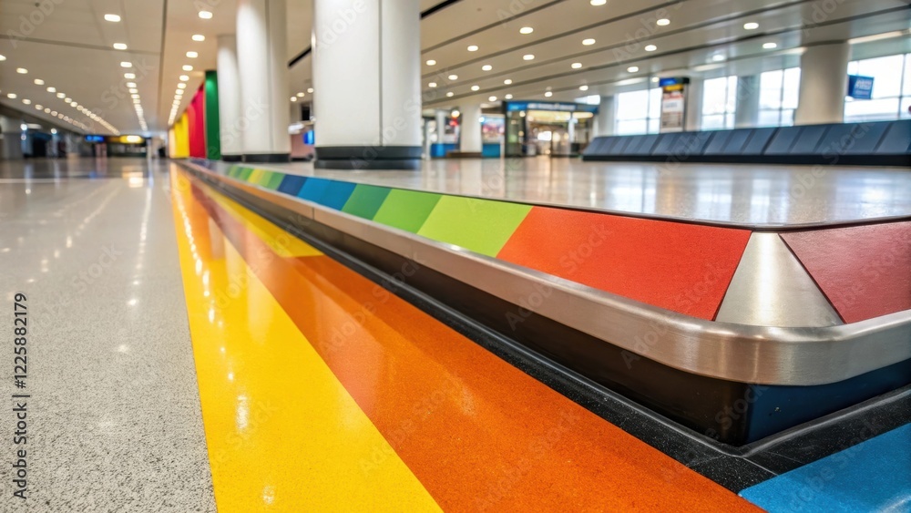 Poster a closeup of a completed painted corner of the terminal where bright colors seamlessly meet demonstr
