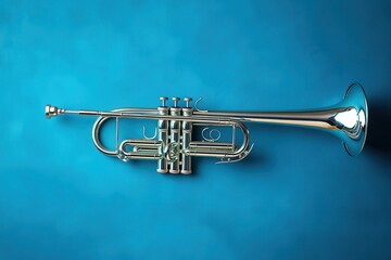 Obraz premium Trumpet on blue backdrop