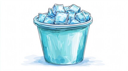 Creative Hand-Drawn Bucket and Ice Vector Illustration for Design Projects