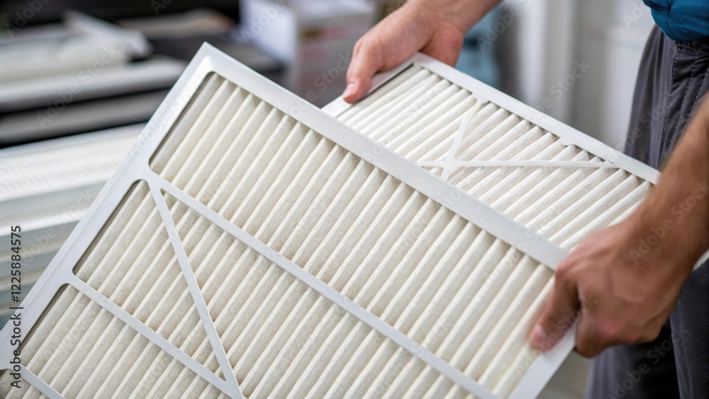 Poster a closeup of highefficiency air filters being rep emphasizing the clean white material and the techn