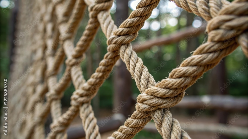 Poster A closeup shot of the texture of ropes made from recycled fibers intertwined in a climbing structure illustrating both the durability and ecofriendly nature.