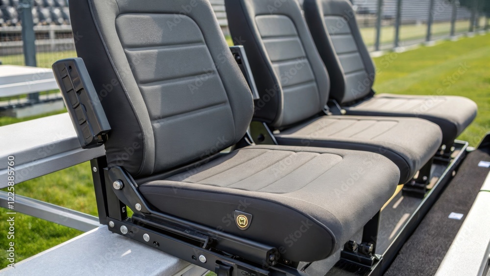 Poster A closeup showcasing the ergonomic design features of a modular seat with an emphasis on comfort and user experience tailored for outdoor events.