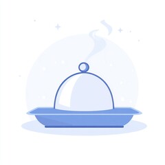 Fototapeta premium Food service cloche on tray, illustration, design