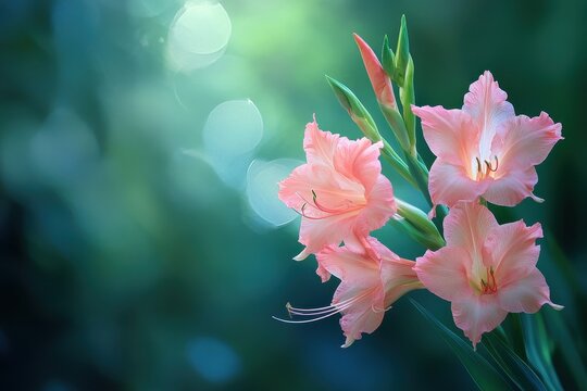 Vibrant sword lilies in bloom