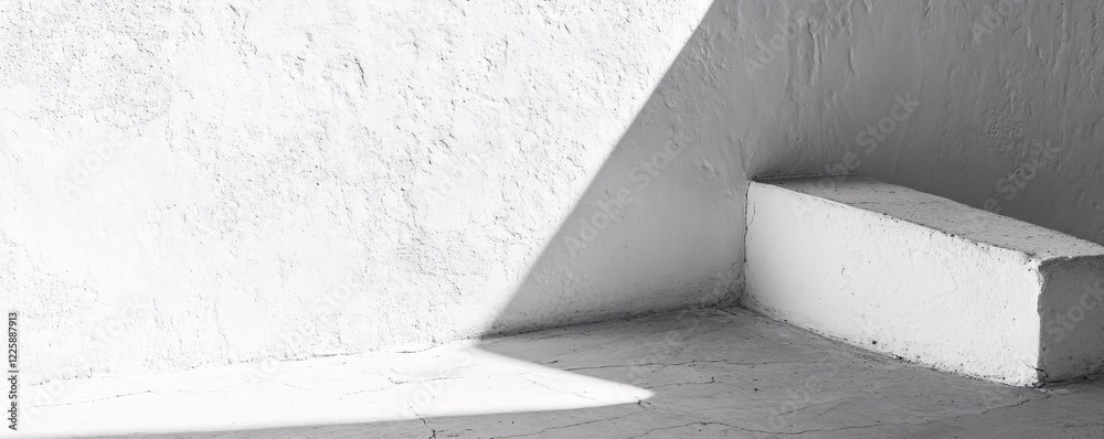 Poster sunlight casting geometric shadow on empty white room