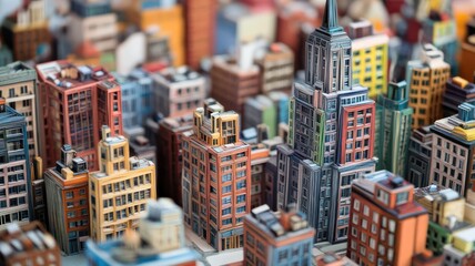 Obraz premium Cityscape paper quilling created with Generative AI