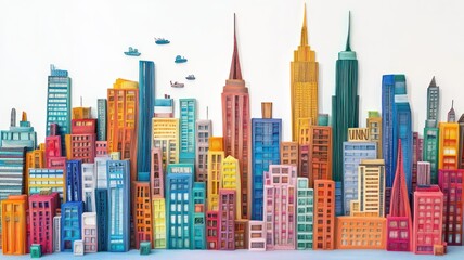 Cityscape paper quilling created with Generative AI