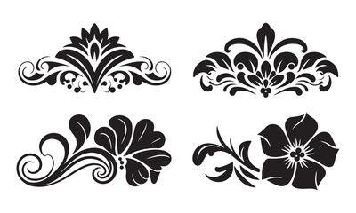 set of floral elements vector artwork illustration