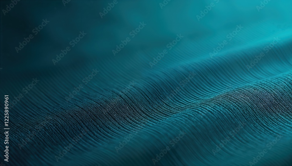 Poster closeup view of deep teal textile. textured surface shows ribbed pattern. material looks like fabric