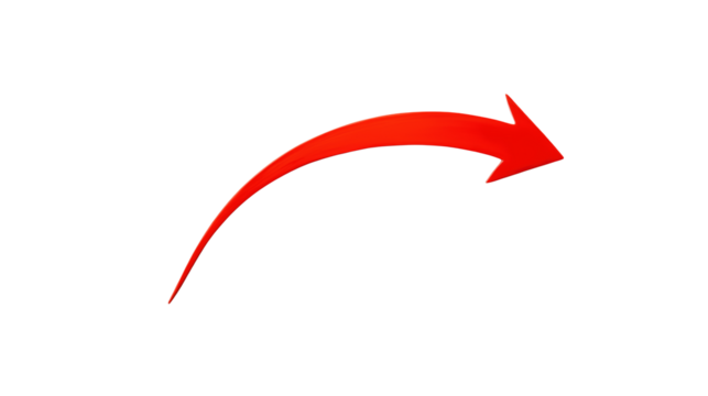 Red Curved Arrow Graphic Element for Presentations and Designs