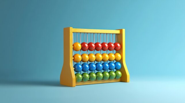 3d minimal cartoon abacus with mathematic cube icon. arithmetic game learns counting 3D render