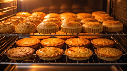 A vibrant display of freshly baked goods cooling on a rack with warm lighting illuminating the golden crusts showcasing the baking capabilities of the upgraded kitchen.