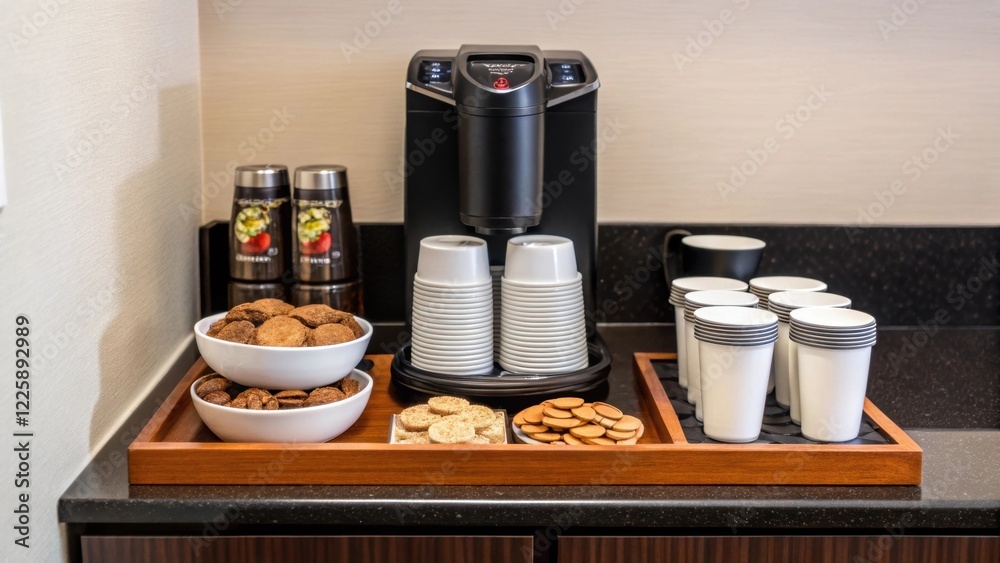 Aufkleber closeup of a coffee station set up in the corner of the room featuring an array of coffee mugs a sle