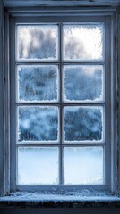 Naklejka premium Classic frosted glass window with intricate floral ice patterns reflecting winter’s natural artistry 17